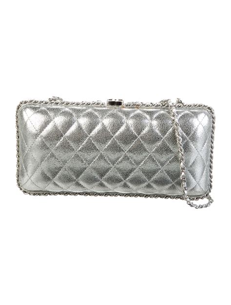 chanel silver clutch